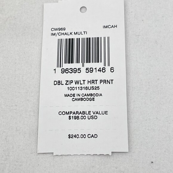 NEW COACH Women’s Double Zip Wallet with Heart Print Canvas CW969 Chalk Multi - Picture 10 of 12